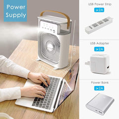 Portable Air Conditioners - Small AC Quiet Personal Air Cooler, USB Powered Mini Desktop Cooling Misting Fan, 1 | 2 | 3 Timer 3 Smart Speeds, 360°Adjustment Office, Home, Room, Carved Design MULTI GenzVybs